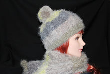 Load image into Gallery viewer, Cozy Hand Knitted Pom Pom Beanie Hat - FAUX Angora Cable Knit Hat - Warm Winter Hat Women