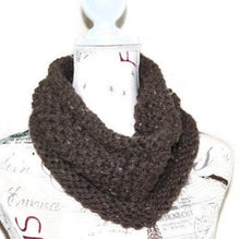 Load image into Gallery viewer, Grey Chunky Knit Short Infinity Scarf, Hand Knitted Mens Womens Scarf, Wool Neck Warmer Circle Scarf