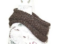 Load image into Gallery viewer, Grey Chunky Knit Short Infinity Scarf, Hand Knitted Mens Womens Scarf, Wool Neck Warmer Circle Scarf