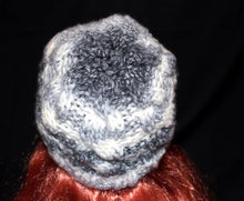 Load image into Gallery viewer, Chunky Knit Hat, Beanie Grey, White, Silver Knitted Hat. Warm Winter Accessory Wool Hat. Handmade Beanie Hat for Men or Women.