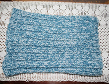 Load image into Gallery viewer, Chunky Knit Turtleneck Scarf, Hand Knit Infinity Scarf, Cowl, Winter Accessory, Blue Neckwarmer Neck Warmer