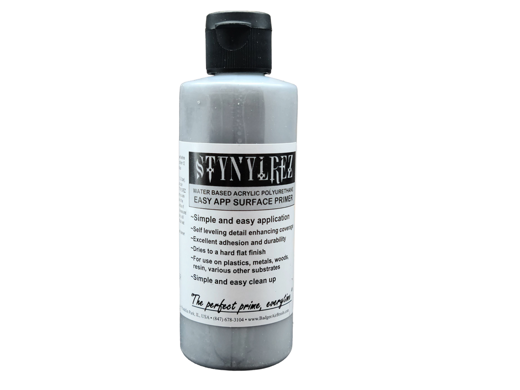 Stynylrez Water-Based Acrylic Primer Gray 4oz. Bottle