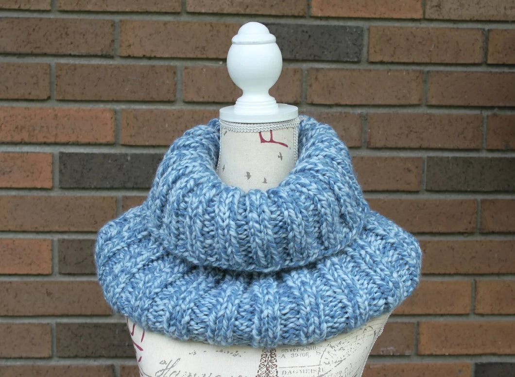 Chunky Knit Turtleneck Scarf, Hand Knit Infinity Scarf, Cowl, Winter Accessory, Blue Neckwarmer Neck Warmer