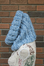 Load image into Gallery viewer, Chunky Knit Turtleneck Scarf, Hand Knit Infinity Scarf, Cowl, Winter Accessory, Blue Neckwarmer Neck Warmer
