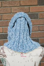 Load image into Gallery viewer, Chunky Knit Turtleneck Scarf, Hand Knit Infinity Scarf, Cowl, Winter Accessory, Blue Neckwarmer Neck Warmer
